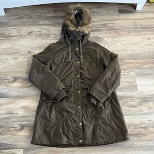 1 Madison Expedition Women’s XL Faux Fur Hooded Parka Jacket Brown